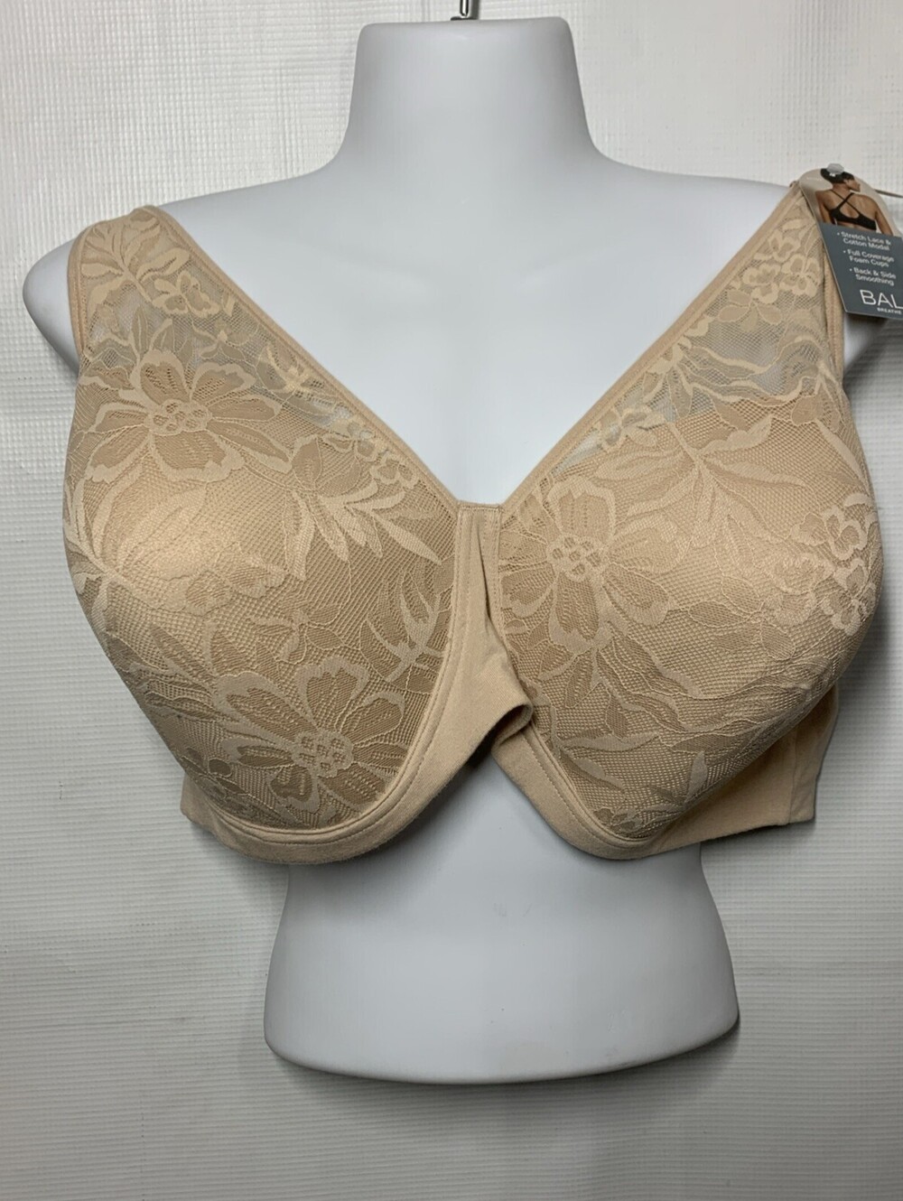 Bali DF7594 Women’s Breathe Bra Wireless Convertible Full T Shirt Bra Beige 3XL